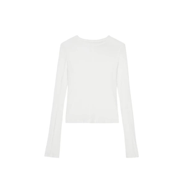 The Frankie Shop Mesa Sheer Long Sleeve Tee - White - Oversized Minimalist Tops in White - Shop at Luxury Shoes 