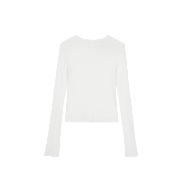 The Frankie Shop Mesa Sheer Long Sleeve Tee - White - Oversized Minimalist Tops in White - Shop at Luxury Shoes 