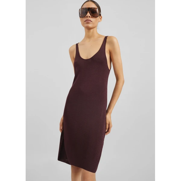 The Frankie Shop Miami Knit Mini Dress - Burgundy - Oversized Minimalist Dresses in Red - Shop at Luxury Shoes 