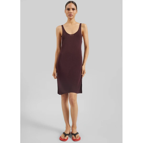 The Frankie Shop Miami Knit Mini Dress - Burgundy - Oversized Minimalist Dresses in Red - Shop at Luxury Shoes 