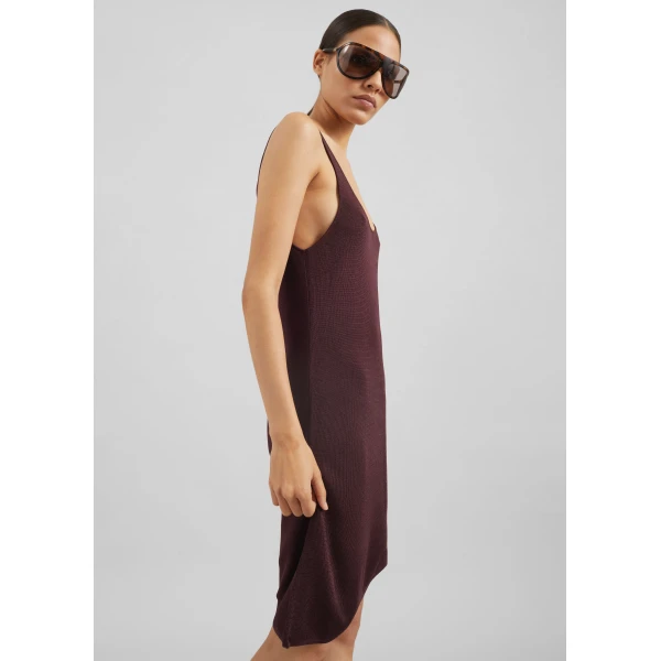 The Frankie Shop Miami Knit Mini Dress - Burgundy - Oversized Minimalist Dresses in Red - Shop at Luxury Shoes 
