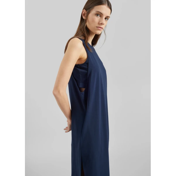 The Frankie Shop Milla Jersey Dress - Dark Navy - Oversized Minimalist Dresses in Blue - Shop at Luxury Shoes 