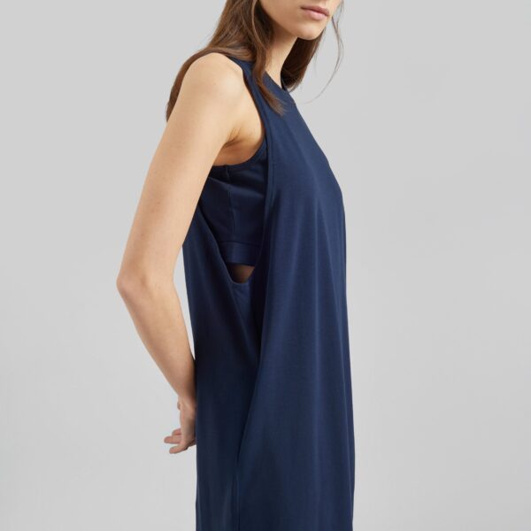 The Frankie Shop Milla Jersey Dress – Dark Navy, view 3