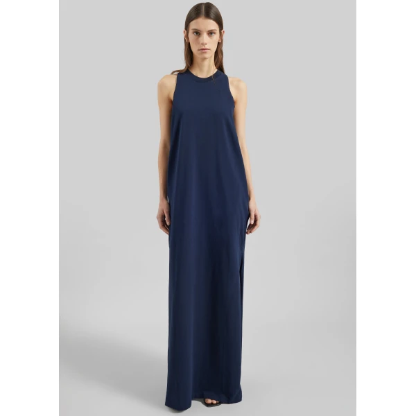 The Frankie Shop Milla Jersey Dress - Dark Navy - Oversized Minimalist Dresses in Blue - Shop at Luxury Shoes 
