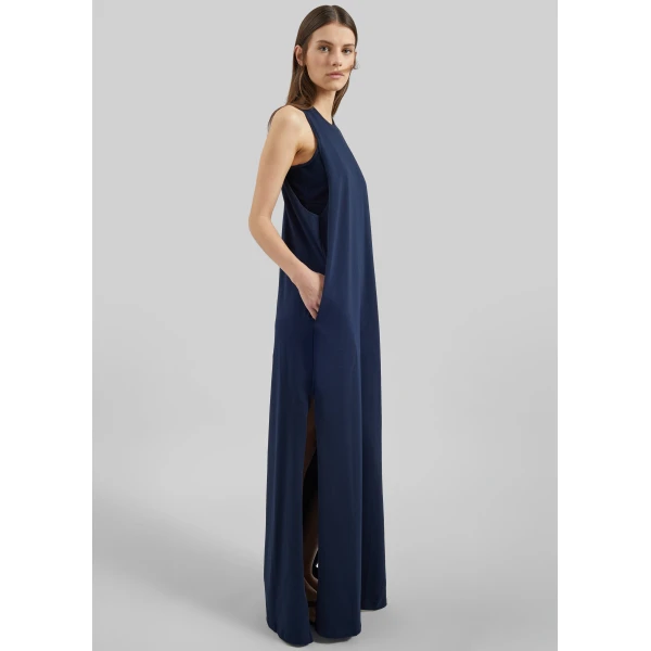 The Frankie Shop Milla Jersey Dress - Dark Navy - Oversized Minimalist Dresses in Blue - Shop at Luxury Shoes 