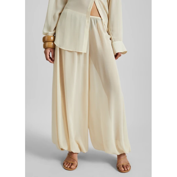 The Frankie Shop Mio Sheer Balloon Pants - Beige - Oversized Minimalist Pants in Beige - Shop at Luxury Shoes 