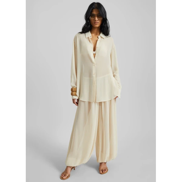 The Frankie Shop Mio Sheer Balloon Pants - Beige - Oversized Minimalist Pants in Beige - Shop at Luxury Shoes 