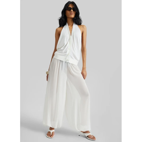 The Frankie Shop Mio Sheer Balloon Pants - White - Oversized Minimalist Pants in White - Shop at Luxury Shoes 