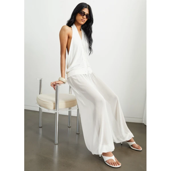 The Frankie Shop Mio Sheer Balloon Pants - White - Oversized Minimalist Pants in White - Shop at Luxury Shoes 