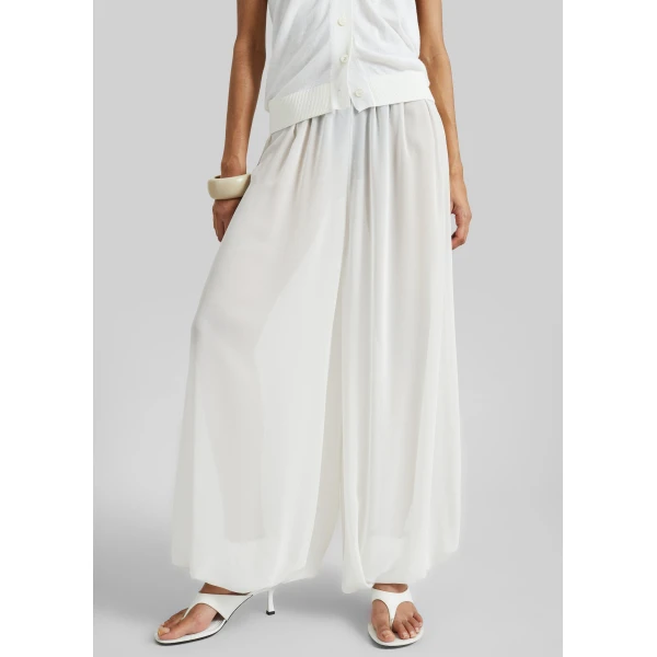 The Frankie Shop Mio Sheer Balloon Pants - White - Oversized Minimalist Pants in White - Shop at Luxury Shoes 