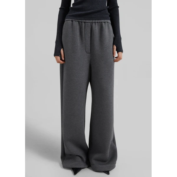The Frankie Shop Mirca Neoprene Elastic Pants - Dark Grey - Oversized Minimalist Pants in Grey - Shop at Luxury Shoes 