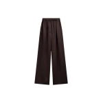 The Frankie Shop Mirca Satin Elastic Pants - Brown - Oversized Minimalist Pants in Beige - Shop at Luxury Shoes 