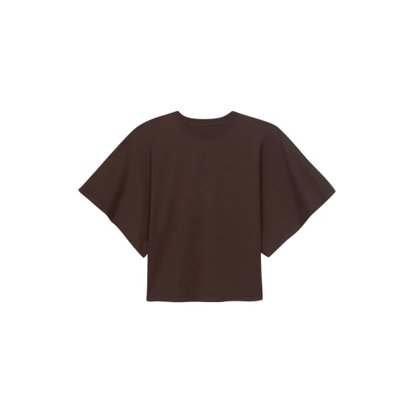 The Frankie Shop Modave Dolman Sleeve Tee - Brown - Oversized Minimalist Tops in Beige - Shop at Luxury Shoes 