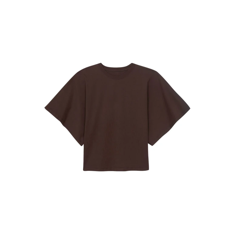 The Frankie Shop Modave Dolman Sleeve Tee - Brown - Oversized Minimalist Tops in Beige - Shop at Luxury Shoes 