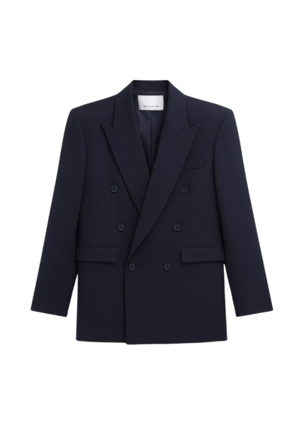 The Frankie Shop Monterey Structured Blazer - Dark Navy - Oversized Minimalist Jackets in Blue - Shop at Luxury Shoes 