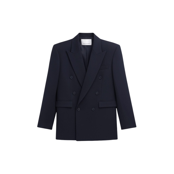 The Frankie Shop Monterey Structured Blazer - Dark Navy - Oversized Minimalist Jackets in Blue - Shop at Luxury Shoes 