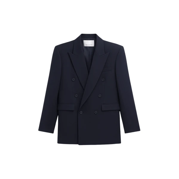 The Frankie Shop Monterey Structured Blazer - Dark Navy - Oversized Minimalist Jackets in Blue - Shop at Luxury Shoes 