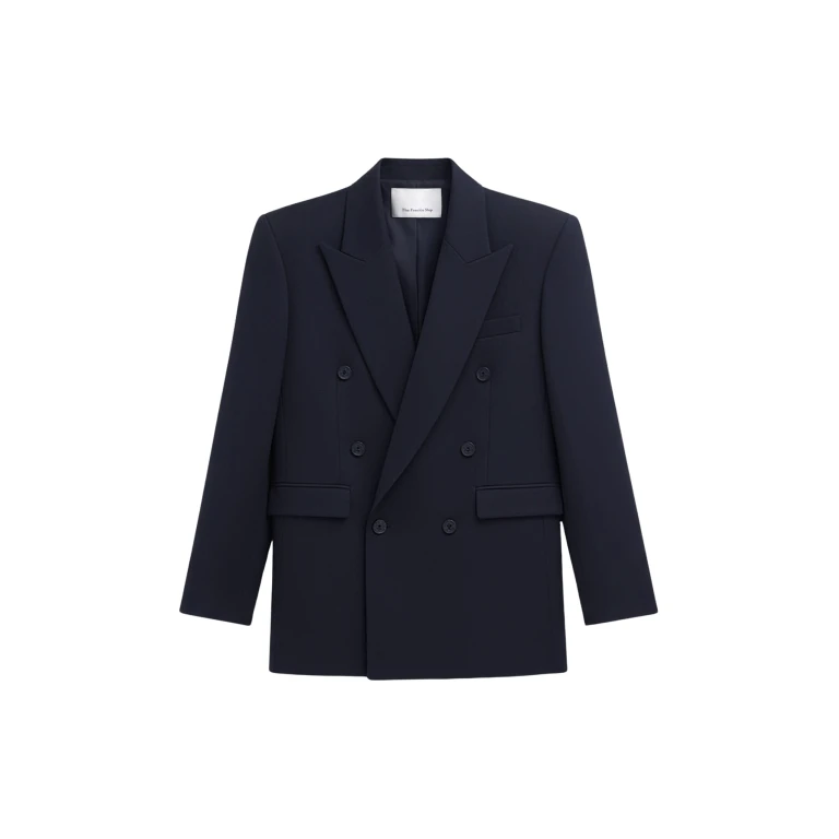 The Frankie Shop Monterey Structured Blazer - Dark Navy - Oversized Minimalist Jackets in Blue - Shop at Luxury Shoes 