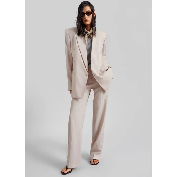 The Frankie Shop Monterey Structured Blazer - Faded Pink - Oversized Minimalist Jackets in Pink - Shop at Luxury Shoes 