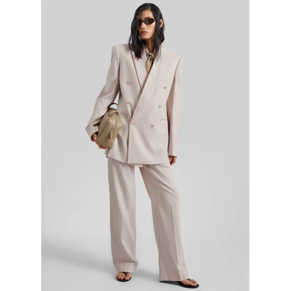 The Frankie Shop Monterey Structured Blazer - Faded Pink - Oversized Minimalist Jackets in Pink - Shop at Luxury Shoes 