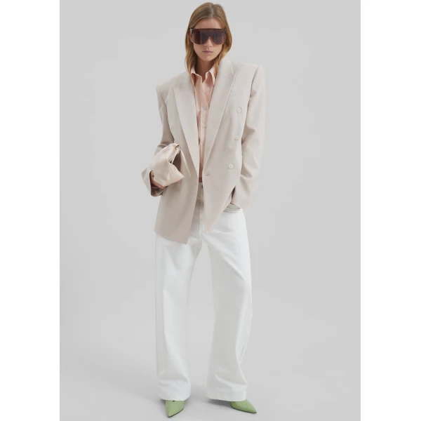 The Frankie Shop Monterey Structured Blazer - Faded Pink - Oversized Minimalist Jackets in Pink - Shop at Luxury Shoes 