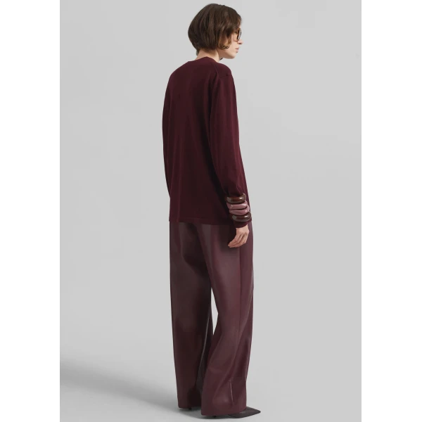 The Frankie Shop Morang Merino Wool Sweater - Burgundy - Oversized Minimalist Knitwear in Red - Shop at Luxury Shoes 