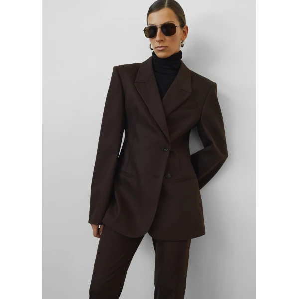 The Frankie Shop Morrison Crossover Blazer - Brown - Oversized Minimalist Jackets in Beige - Shop at Luxury Shoes 