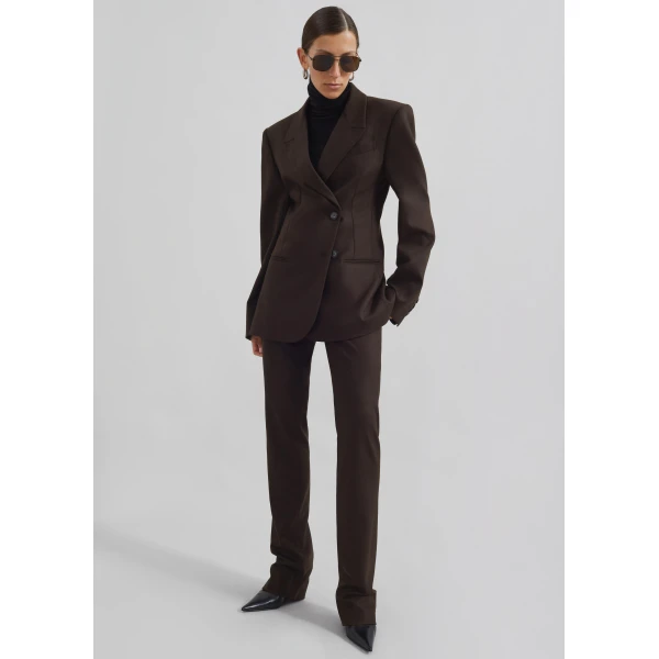 The Frankie Shop Morrison Crossover Blazer - Brown - Oversized Minimalist Jackets in Beige - Shop at Luxury Shoes 