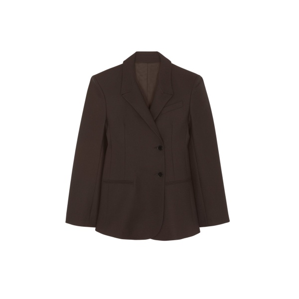 The Frankie Shop Morrison Crossover Blazer - Brown - Oversized Minimalist Jackets in Beige - Shop at Luxury Shoes 