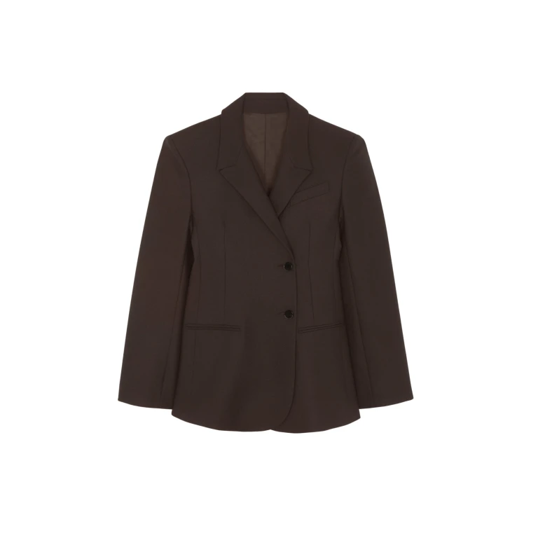 The Frankie Shop Morrison Crossover Blazer - Brown - Oversized Minimalist Jackets in Beige - Shop at Luxury Shoes 