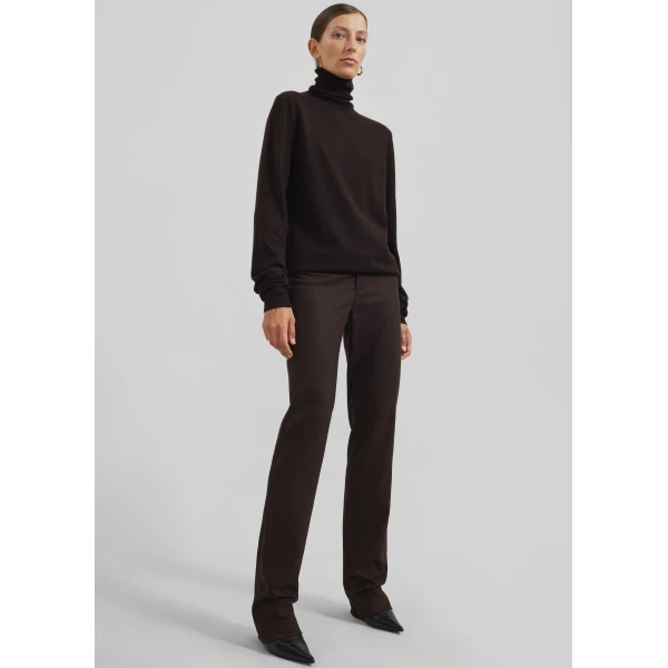 The Frankie Shop Morrison Long Trousers - Brown - Oversized Minimalist Pants in Beige - Shop at Luxury Shoes 