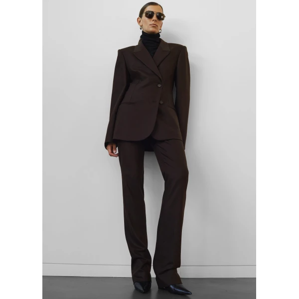 The Frankie Shop Morrison Long Trousers - Brown - Oversized Minimalist Pants in Beige - Shop at Luxury Shoes 