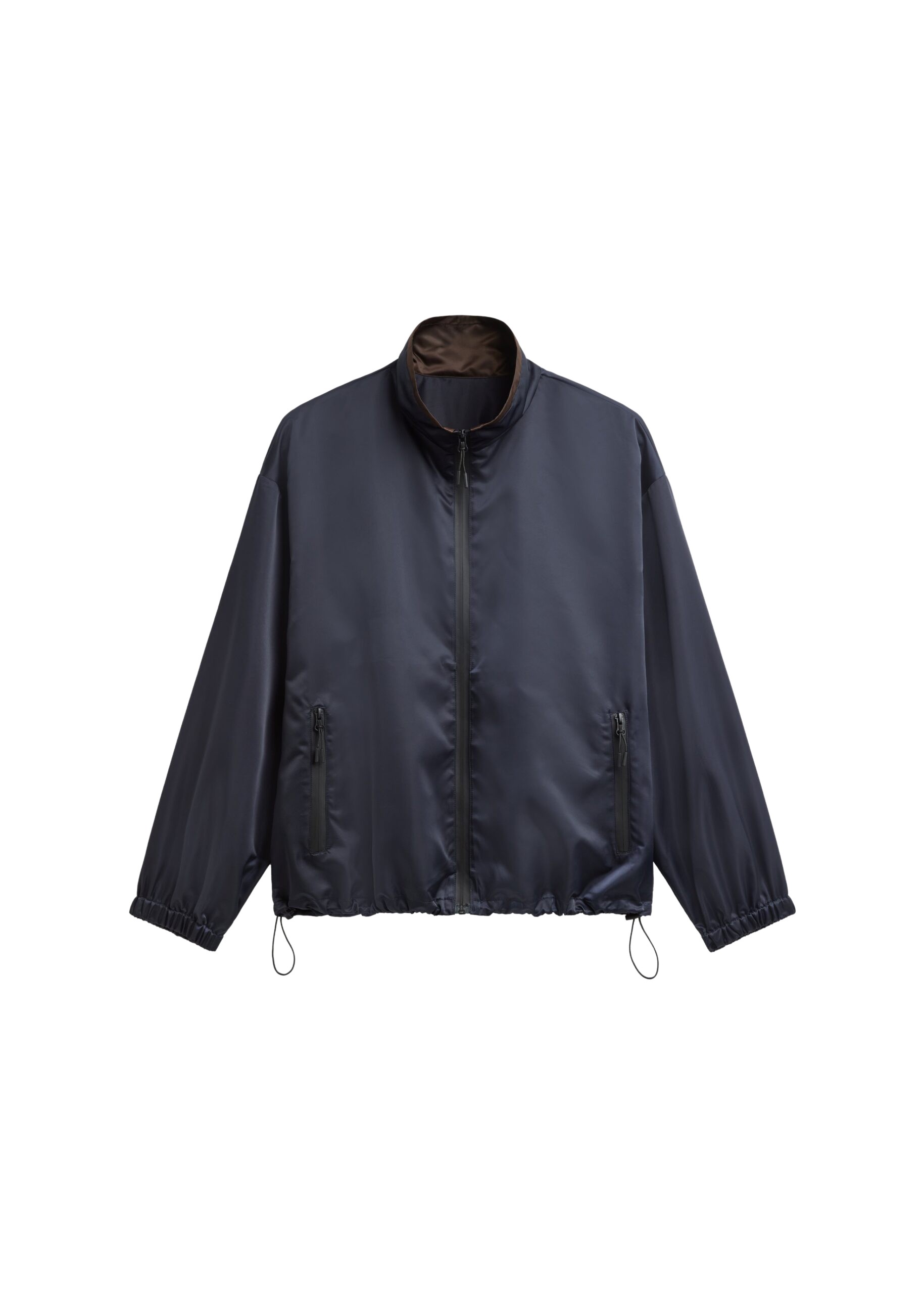 The Frankie Shop Munich Contrast Collar Zip-Up Jacket – Navy