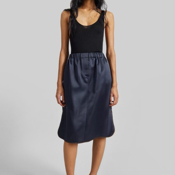 The Frankie Shop Munich Contrast Piping Midi Skirt – Navy, view 4