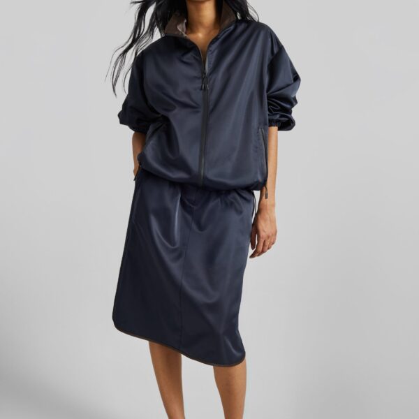 The Frankie Shop Munich Contrast Piping Midi Skirt – Navy, view 5