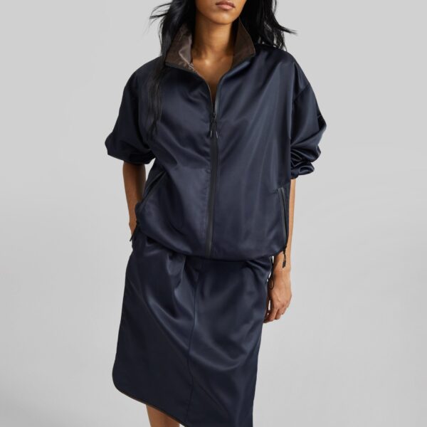 The Frankie Shop Munich Contrast Piping Midi Skirt – Navy, view 6