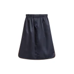 The Frankie Shop Munich Contrast Piping Midi Skirt - Navy - Oversized Minimalist Skirts in Blue - Shop at Luxury Shoes 
