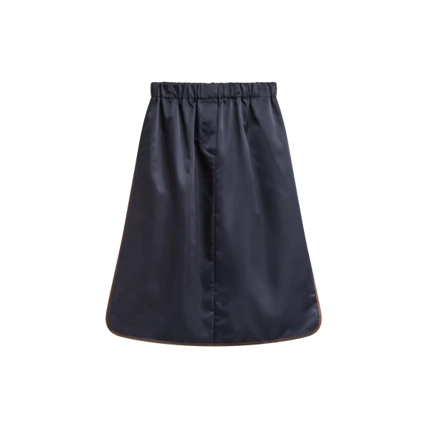 The Frankie Shop Munich Contrast Piping Midi Skirt - Navy - Oversized Minimalist Skirts in Blue - Shop at Luxury Shoes 