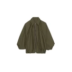 The Frankie Shop Murray Batwing Sleeve Balloon Jacket - Olive Brown - Oversized Minimalist Jackets in Beige - Shop at Luxury Shoes 