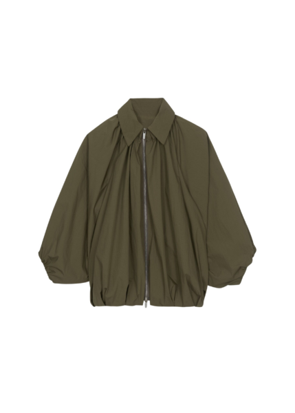 The Frankie Shop Murray Batwing Sleeve Balloon Jacket - Olive Brown - Oversized Minimalist Jackets in Beige - Shop at Luxury Shoes 
