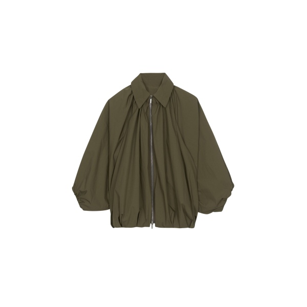 The Frankie Shop Murray Batwing Sleeve Balloon Jacket - Olive Brown - Oversized Minimalist Jackets in Beige - Shop at Luxury Shoes 