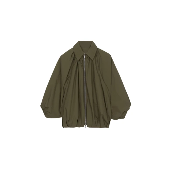 The Frankie Shop Murray Batwing Sleeve Balloon Jacket - Olive Brown - Oversized Minimalist Jackets in Beige - Shop at Luxury Shoes 