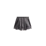 The Frankie Shop Mylah Satin Lace Trim Shorts – Slate Grey