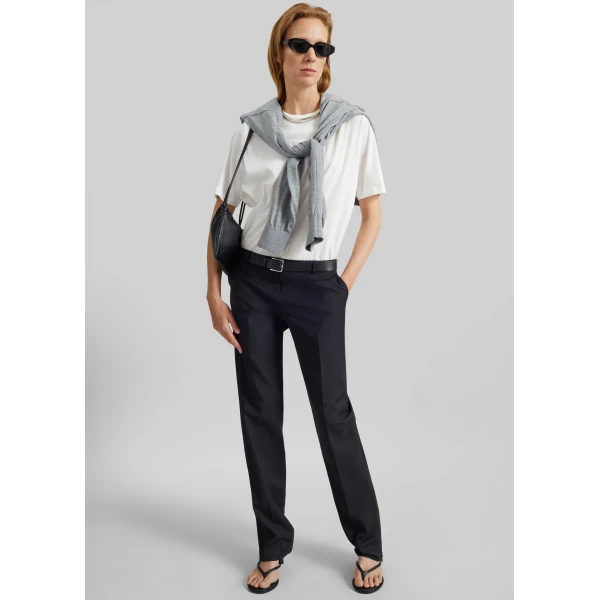 The Frankie Shop Nantes Straight Trousers - Black - Oversized Minimalist Pants in Black - Shop at Luxury Shoes 