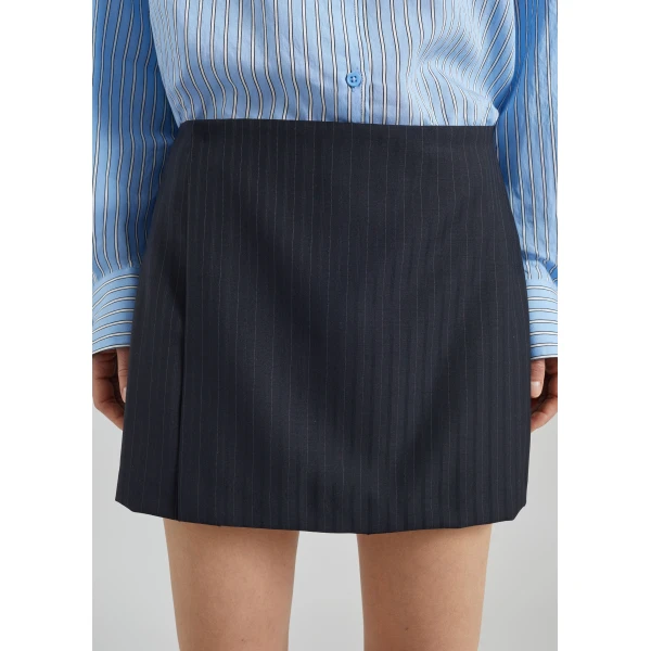 The Frankie Shop Narah Mini Skirt - Navy/White Pinstripe - Oversized Minimalist Skirts in Multicolour - Shop at Luxury Shoes 