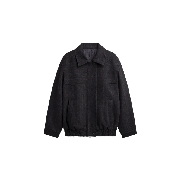 The Frankie Shop Natick Blouson Jacket – Charcoal Multi Stripe