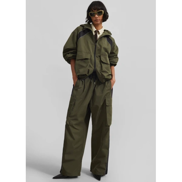 The Frankie Shop Navan Cargo Pants - Khaki - Oversized Minimalist Pants in Green - Shop at Luxury Shoes 