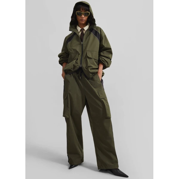 The Frankie Shop Navan Cargo Pants - Khaki - Oversized Minimalist Pants in Green - Shop at Luxury Shoes 