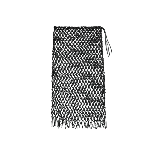 The Frankie Shop Nelaya Leather Macrame Skirt - Black - Oversized Minimalist Skirts in Black - Shop at Luxury Shoes 