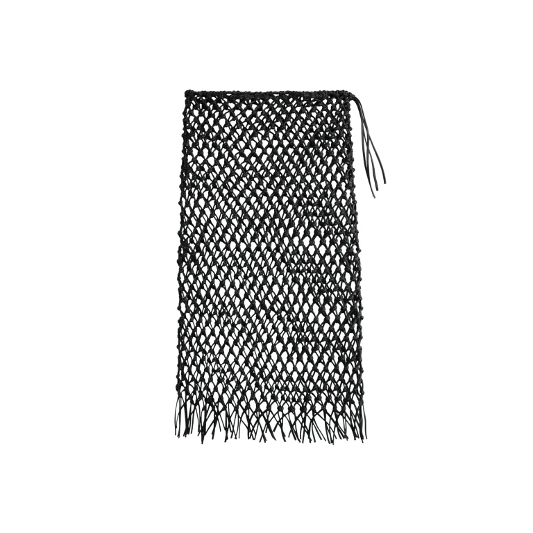 The Frankie Shop Nelaya Leather Macrame Skirt - Black - Oversized Minimalist Skirts in Black - Shop at Luxury Shoes 